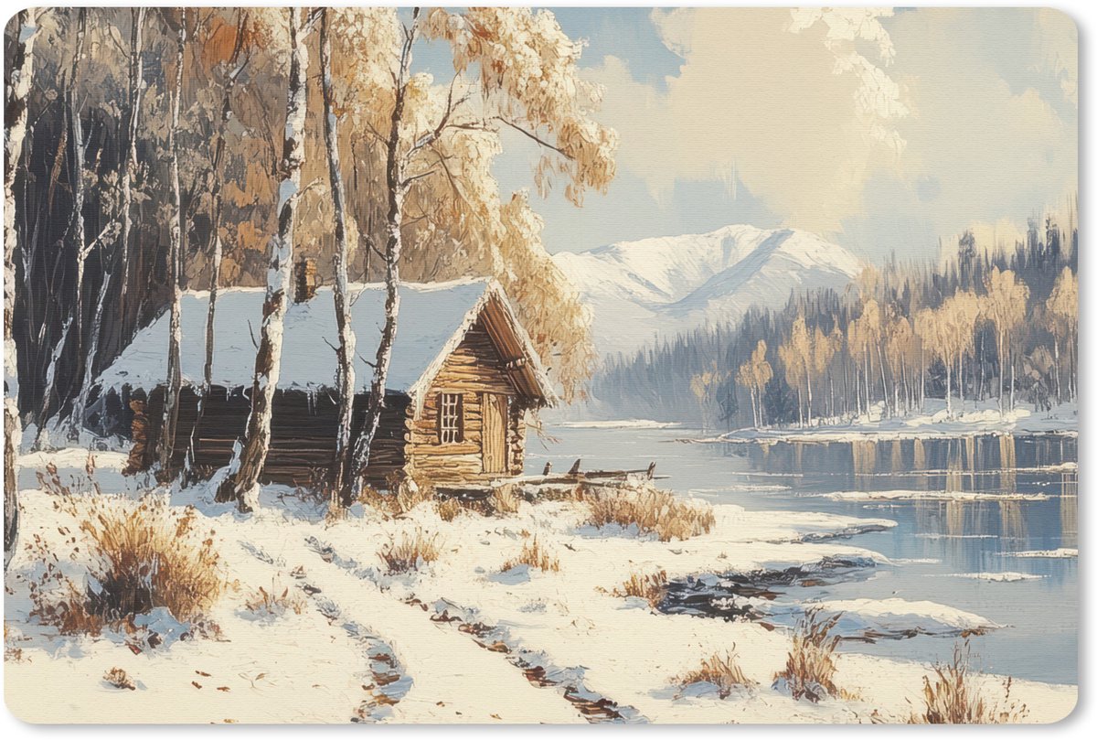 Muismat 27x18 cm - Mousepad Winter - Sneeuw - Huis - Natuur - Muismatten