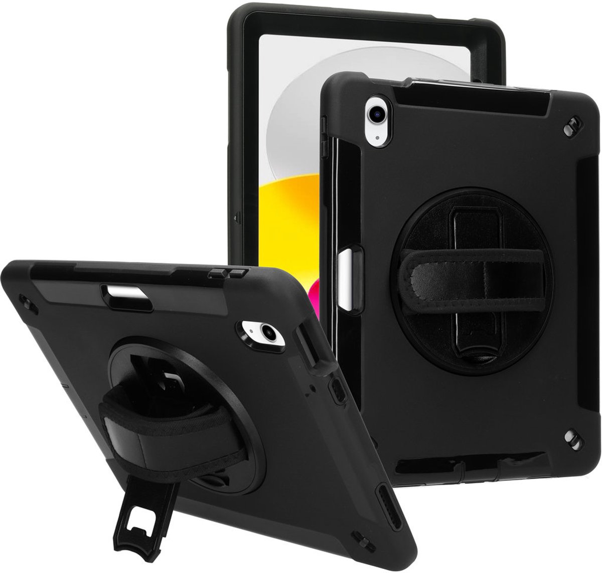 Mobiparts Tablethoes geschikt voor Apple iPad 11 (2025) Hardcase Backcover | Mobiparts Armor | Schokbestendig iPad 11 (2025) Telefoonhoesje | Anti Shock Proof + Standaard - Zwart