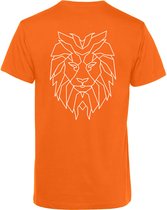 T-shirt Leeuw Lijntje Achterkant | Koningsdag Kleding | Shirt Oranje | Oranje | maat 4XL
