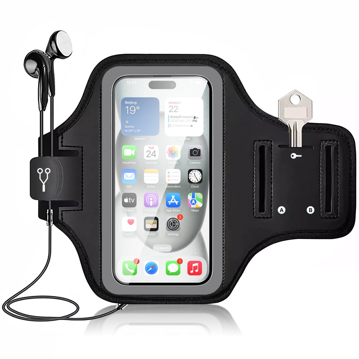 Mobigear Telefoonhoesje geschikt voor Telefoonhouder Hardlopen Samsung Galaxy S20 FE Sport Hoesje Neopreen | Mobigear Go Active Sportarmband - Zwart
