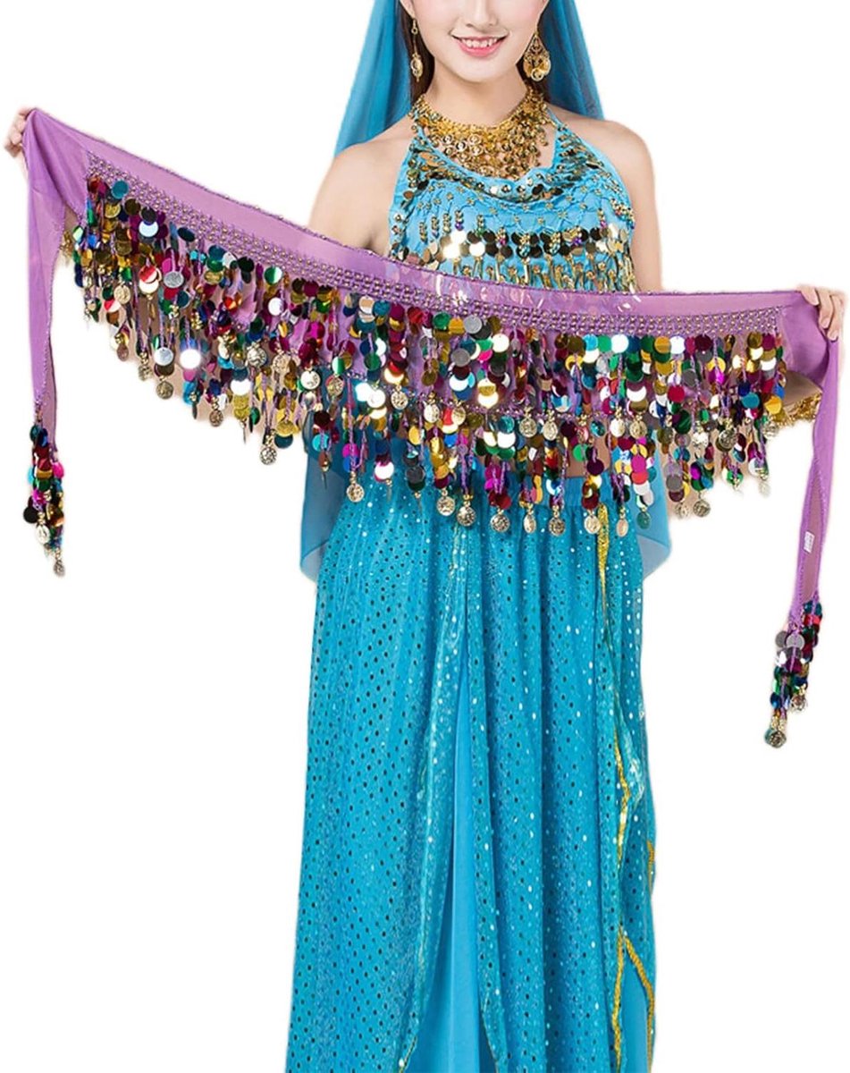 Buikdans Bling Riem - Heupdoek voor Dames met Belly Dance voor Podium Feestvoorstellingen Verjaardag (Paars)
