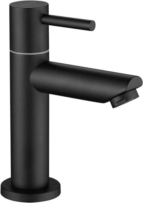 2PCS Cecipa max handwastafelkraan zwarte wastafelkraan, koudwaterkraan, met vervangbare beluchter, uitloophoogte 93,4 mm, EU-model