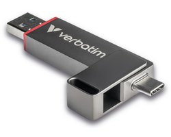 Verbatim Dual QuickStick USB-stick Retail 1 TB Zilver 32043 USB-C 3.2 Gen 1, USB-A 3.2 Gen 1