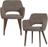 WOOOD Murat Eetkamerstoelen Houten Bruine Poot - Taupe - Set van 2