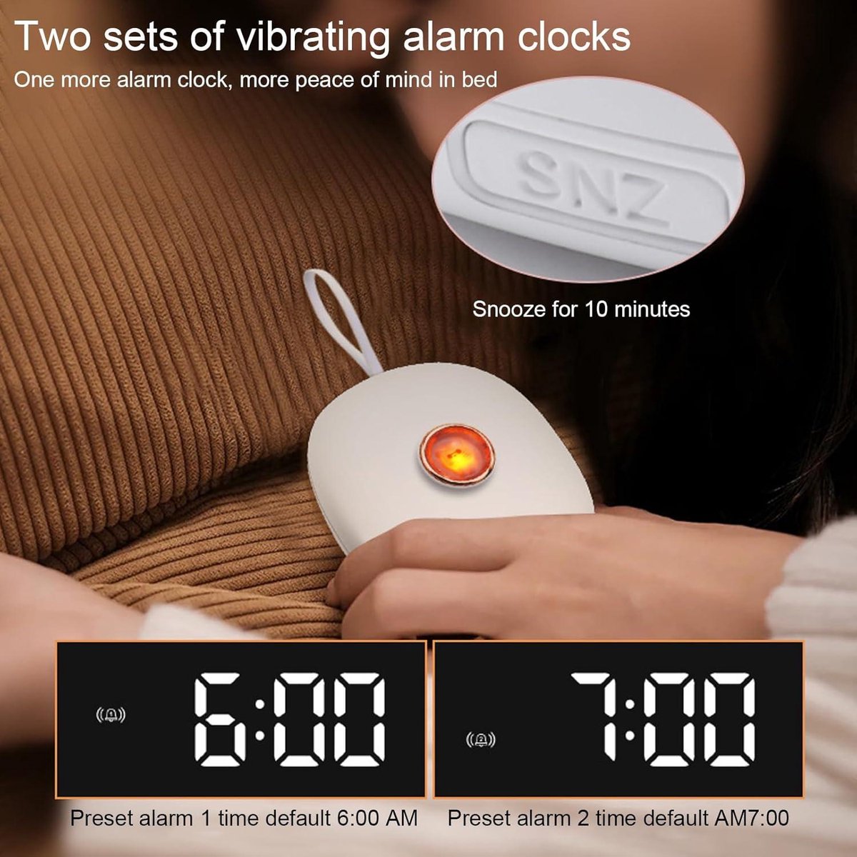 Trillende Wekker met Bedshaker, Luide Zoemer, 7 Kleuren Nachtlampje, Groot Digitale Scherm & Dimmer, 2 USB-Poorten,Snooze,Batterij Backup & Inpluggen Klok voor Zware Slapers,Doof,Hardhorend Slaapkamer