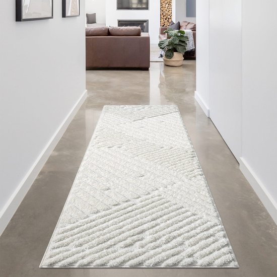 Vloerkleed Focus Feel - Hoogpolig - Fluffy - Scandinavisch - Creme- 80x300 CM