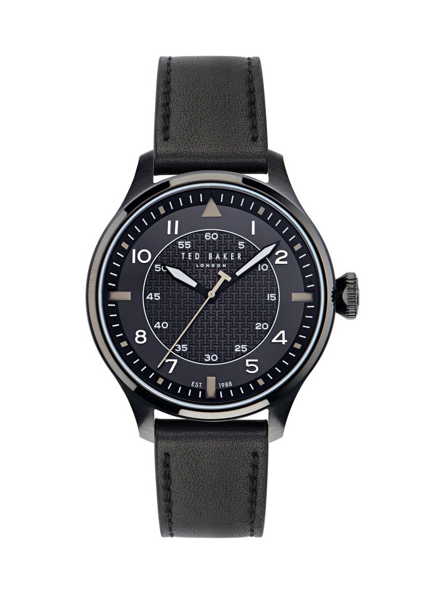 Ted Baker Fulmaar Kwarts Analoog Horloge Zwart Case: 100% Roestvrij Staal | Armband: 100% Leer 44 mm BKPFMS404W0