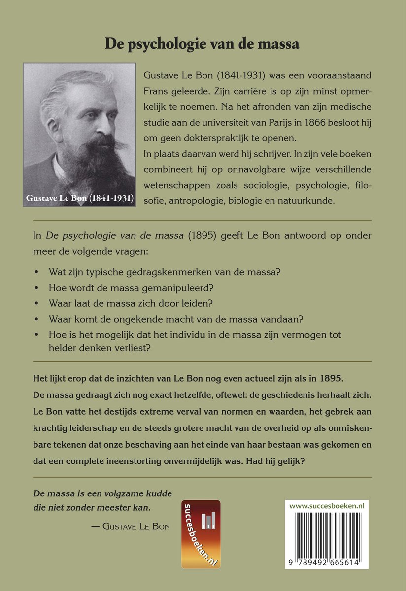 De psychologie van de massa - back cover