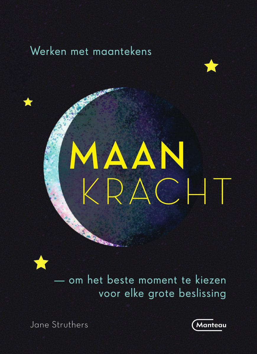 Boekomslag met de titel 'MAAN KRACHT' en een illustratie van een maan.