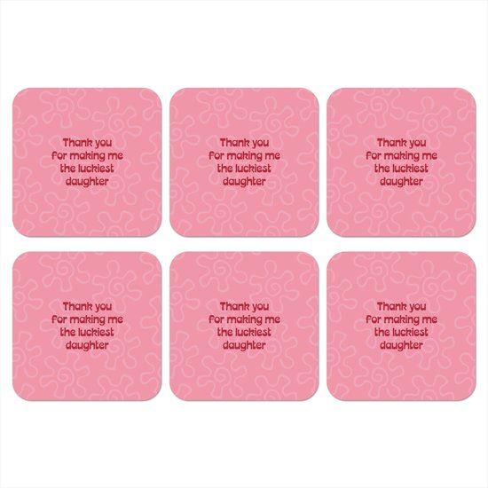 Dessous-de-verre - Texte - Rouge - Fête des Mères - 10x10 cm - Dessous-de-verre - 6 pièces
