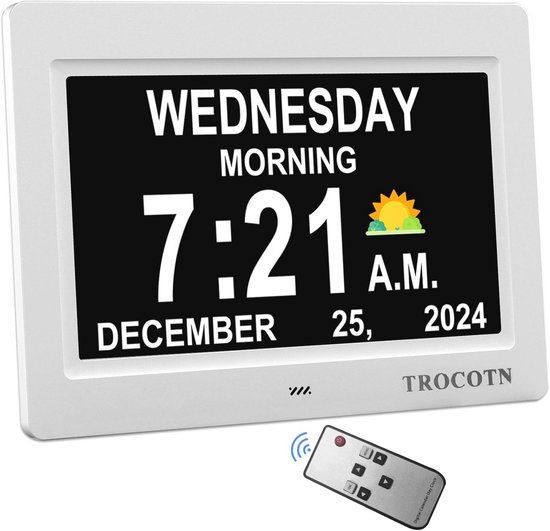 Dementie-alarm, 15 Inch Grote Digitale Dagklok, 10 Talen Groot HD-display 100-240V met Datum en Dag voor Thuis (EU-stekker