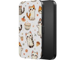 Smartphonica Telefoonhoesje Geschikt voor iPhone 6/6s Kunstleren Bookcase Hoesje met Magnetisch Lipje en Pasjeshouder met Poezen Opdruk geschikt voor iPhone 6/6s