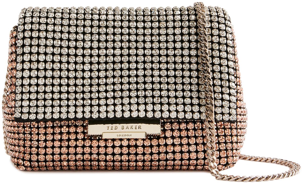 Ted Baker Schoudertas Avondtas Gliters Crystal Mini Crossbody Bag Gold - Col Zilverkleurig