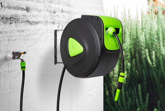 Gardena accu-wandslangbox PowerRoll XXL Solo: automatische slanghaspel met 40 m tuinslang