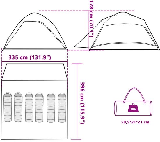 vidaXL - Koepeltent - 6-persoons - waterdicht - grijs van Vidaxl — afbeelding 4