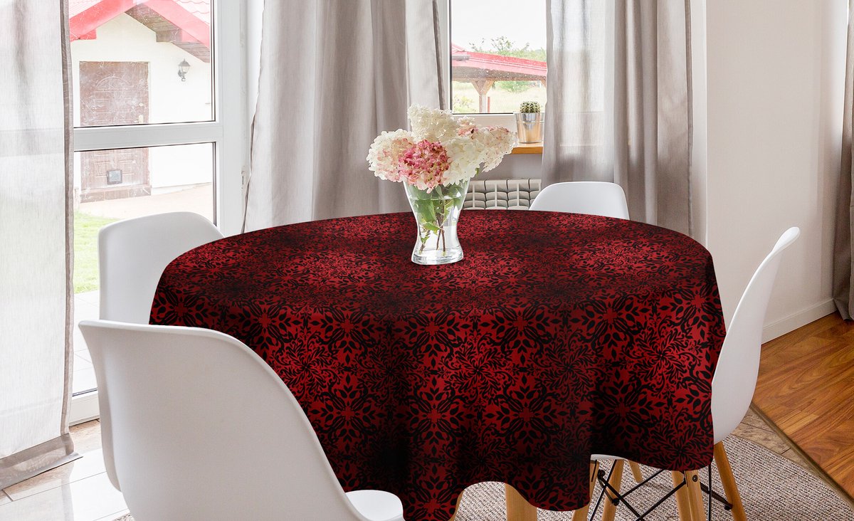 New Bed Abstract Oriëntalische Bloemen Bladeren Kunst Ronde Tafelkleed, Cirkel Tafelkleed voor Eetkamer Keuken Decoratie, 150 cm Diameter
