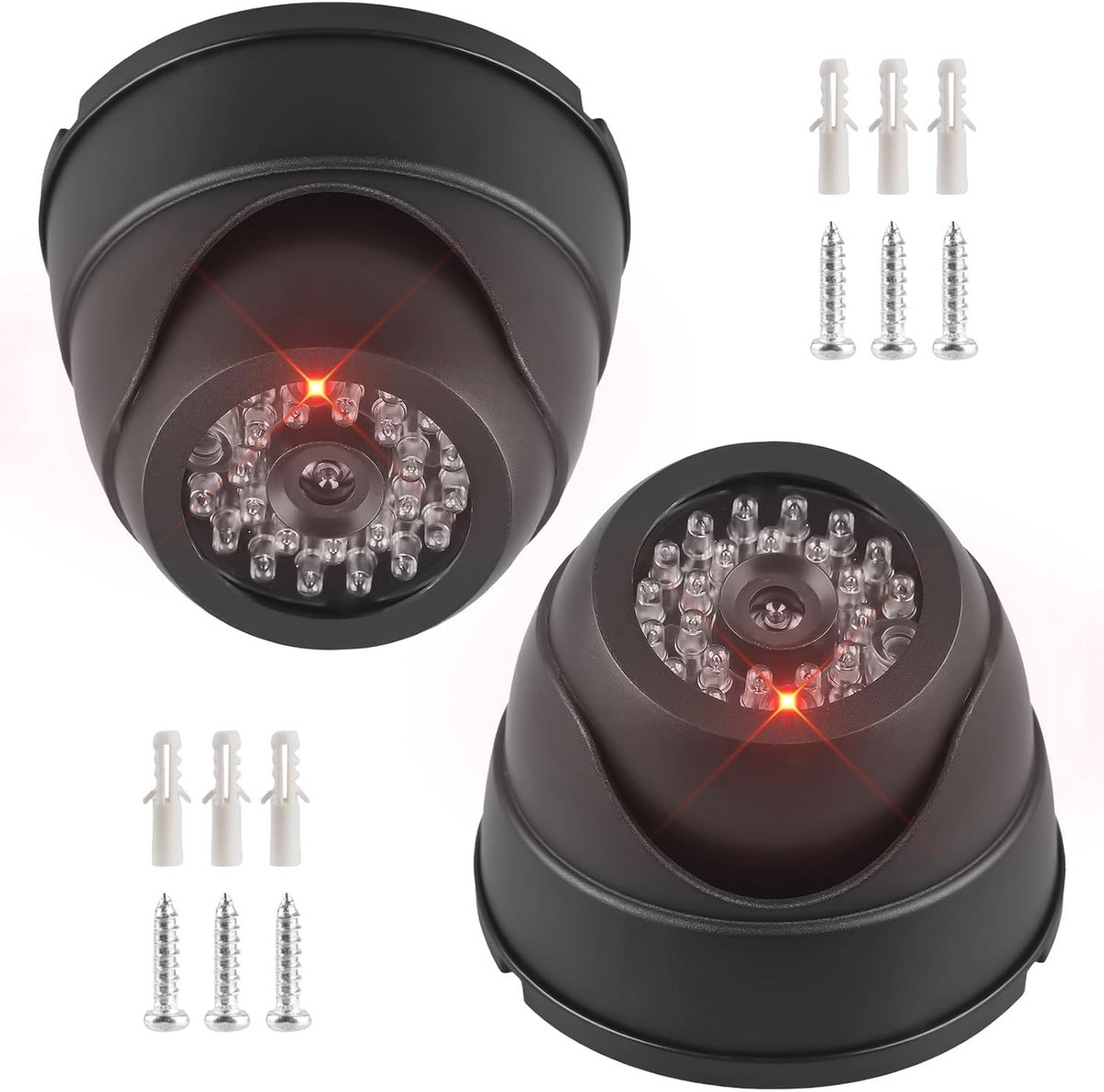 2 stuks dummy camera met knipperende LED - Weerbestendige nepcamera voor veiligheid thuis en op kantoor