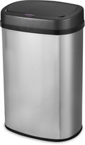 Bayt Prullenbak - Prullenbak 60 Liter - Prullenbak met Sensor - Vuilnisbak - Afvalbak - Metaal - Zilver