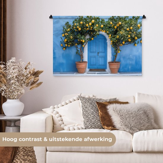 Tapisserie murale 90x60 cm - Citronniers - Jaune - Porte - Pots - Tapisserie - Tapisseries