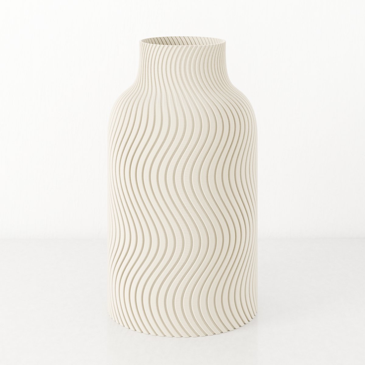 Fleuriek Vaas - Beige - H30cm - Japandi - Wavy patroon vaas - Design vaas van bio kunststof - Tafeldecoratie