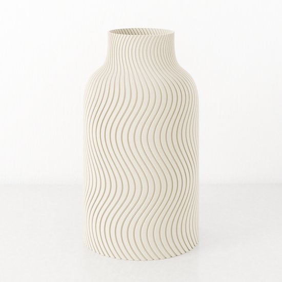 Dastium Home Vaas - Beige - H30cm - Japandi - Wavy patroon vaas - Design vaas van bio kunststof - Tafeldecoratie