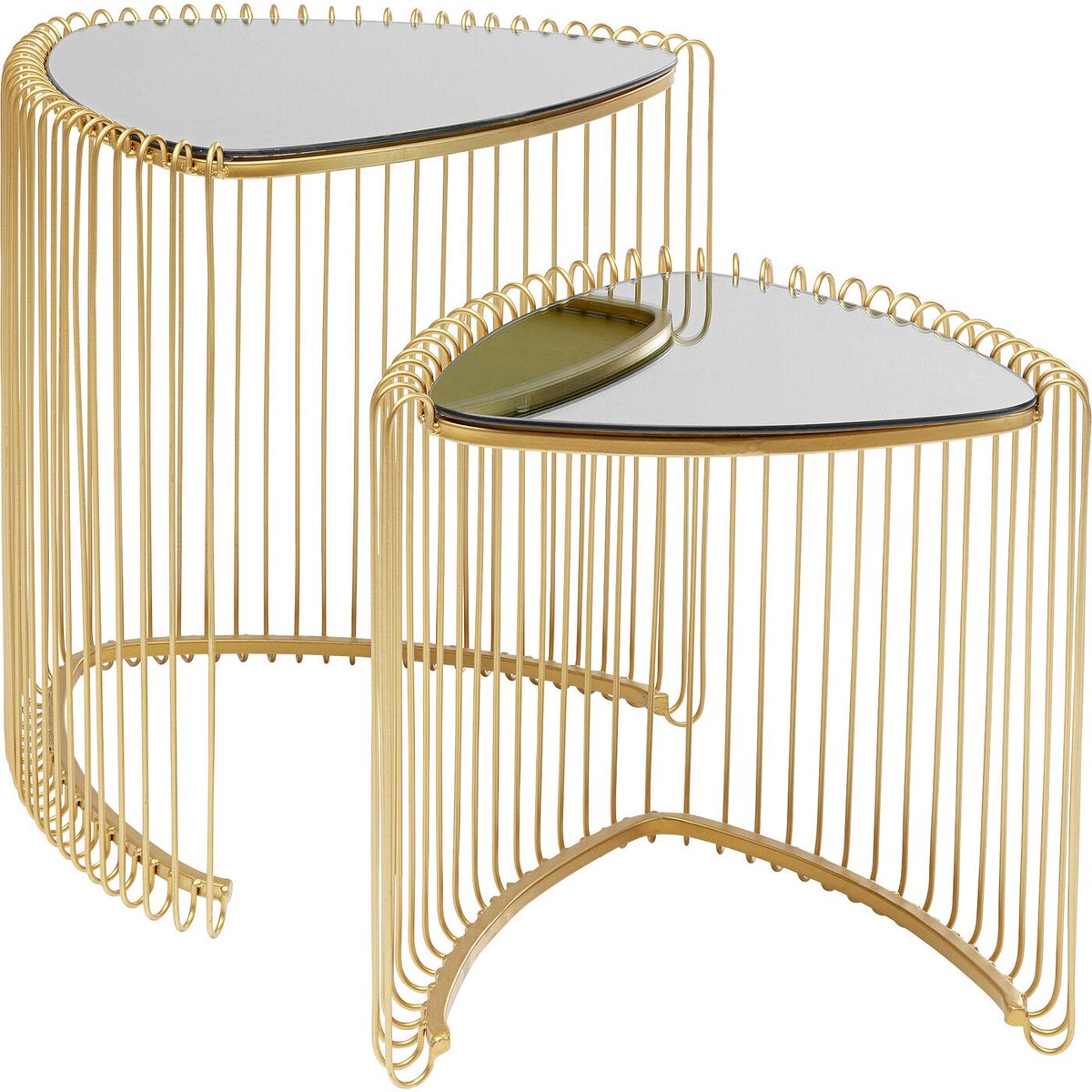 Kare Bijzettafel Wire Triangle Gold (Set van 2)