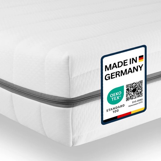 matras 70x200 - 7 zones - afneembare tijk - koudschuim matras - 15cm dik - stevig