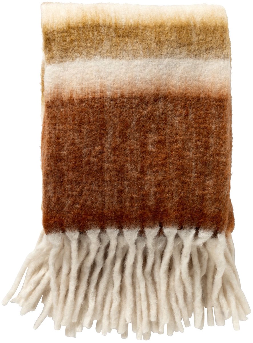 Dutch Decor LENARD - plaid 130x170 cm - deken met wol en flosjes - superzacht - Potters Clay - oranje Terracotta