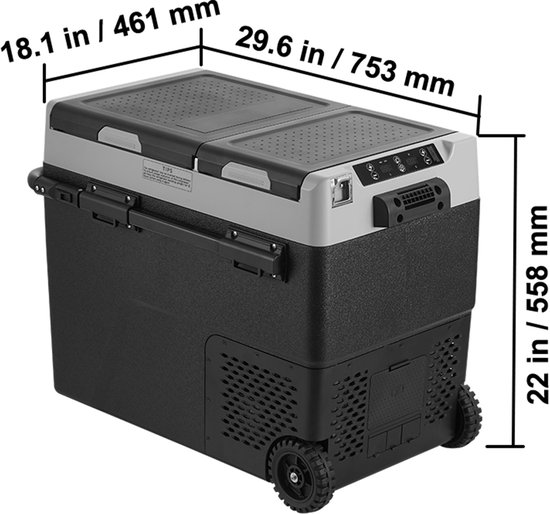 Draagbare autokoelkast van, 58 l / 61,5 QT, dubbele zone. Instelbaar van -20 °C tot 20 °C. Compressorkoeler voor thuis, buiten, kamperen, camper, auto. van Alpicool — afbeelding 3