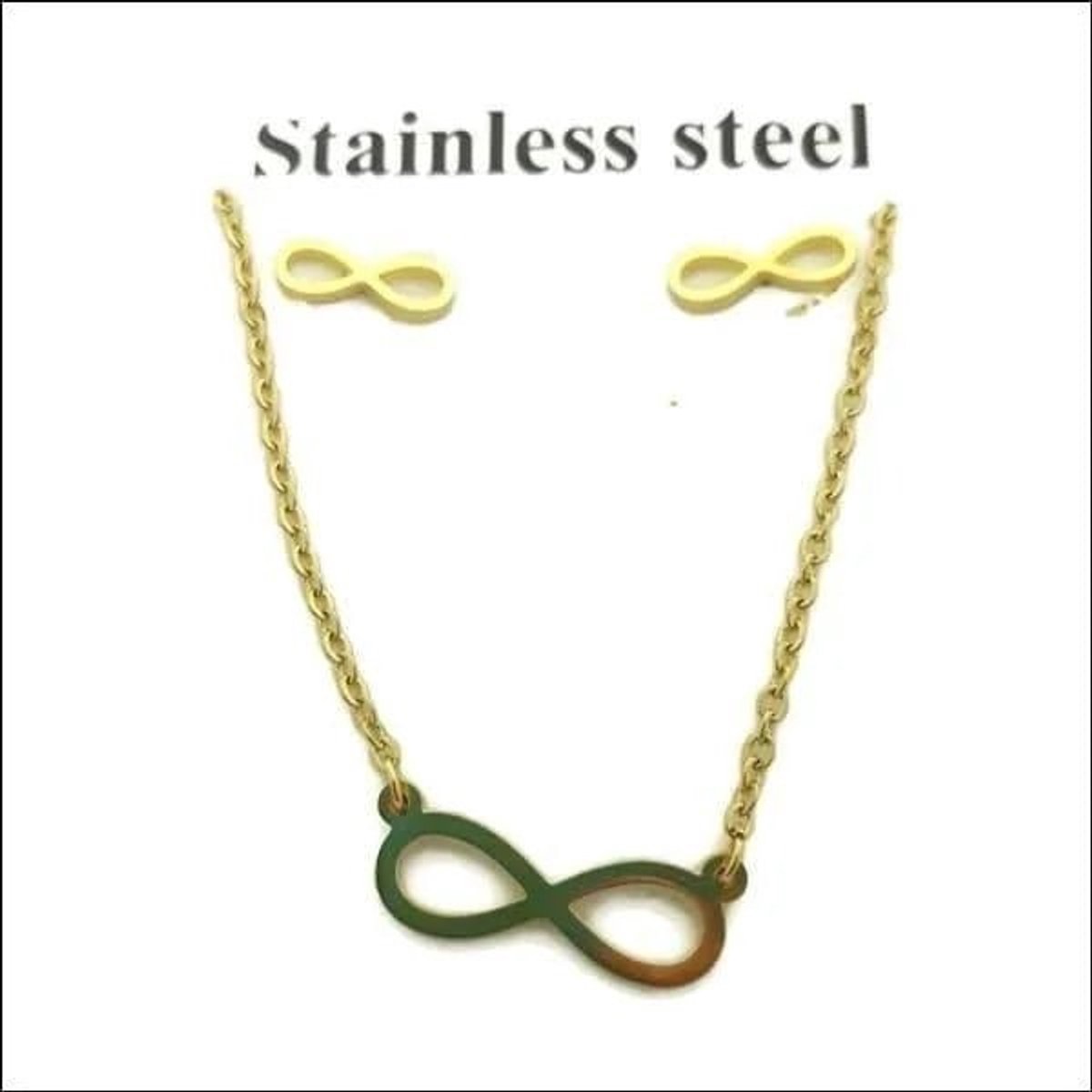 Aramat Jewels | Sieradensets | Prachtige Goudkleurige Infinity Oorbellen | | | | | | | Verkleurd niet