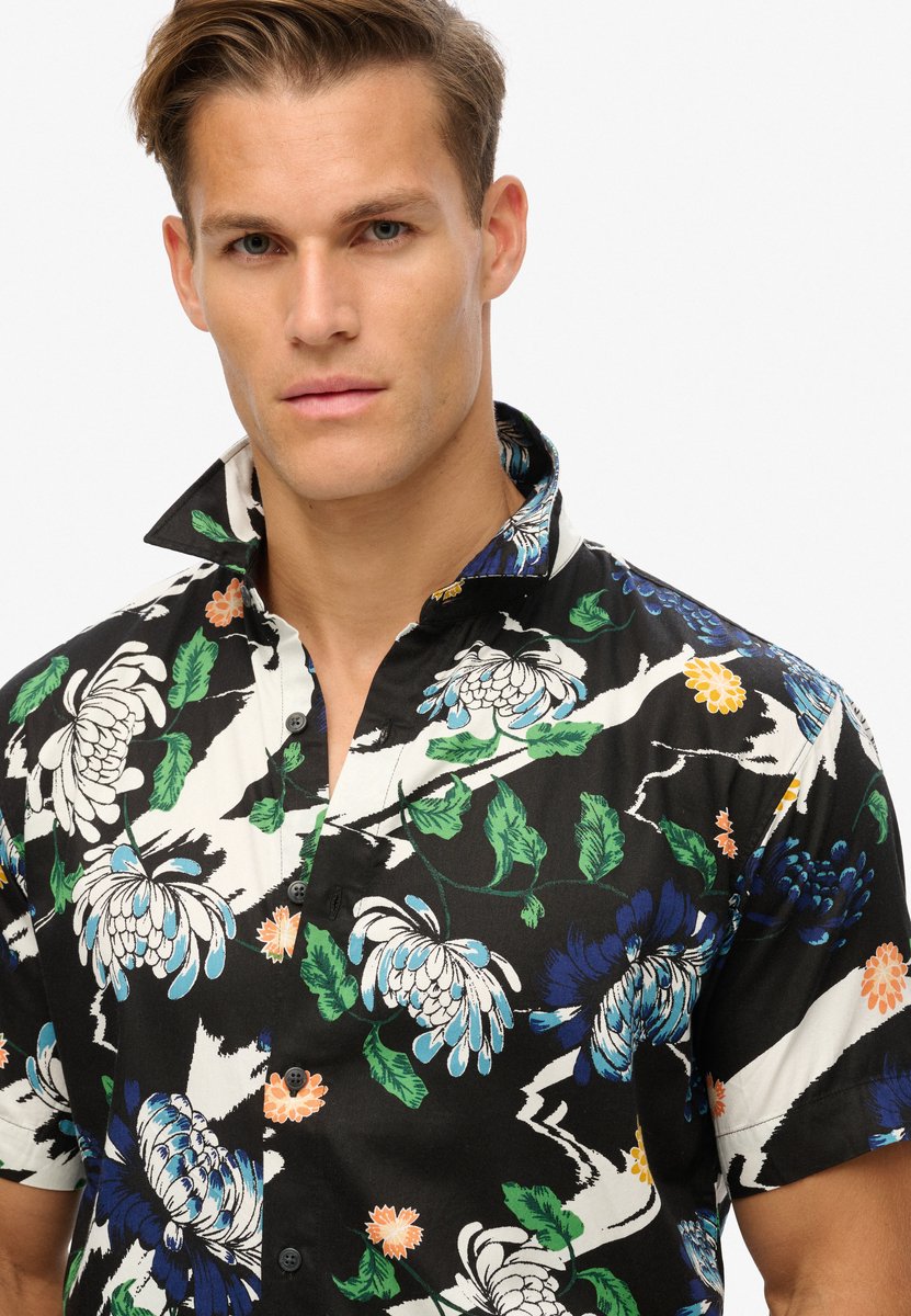 Superdry Hawaiian overhemd met korte mouwen Heren Shirts Zwart