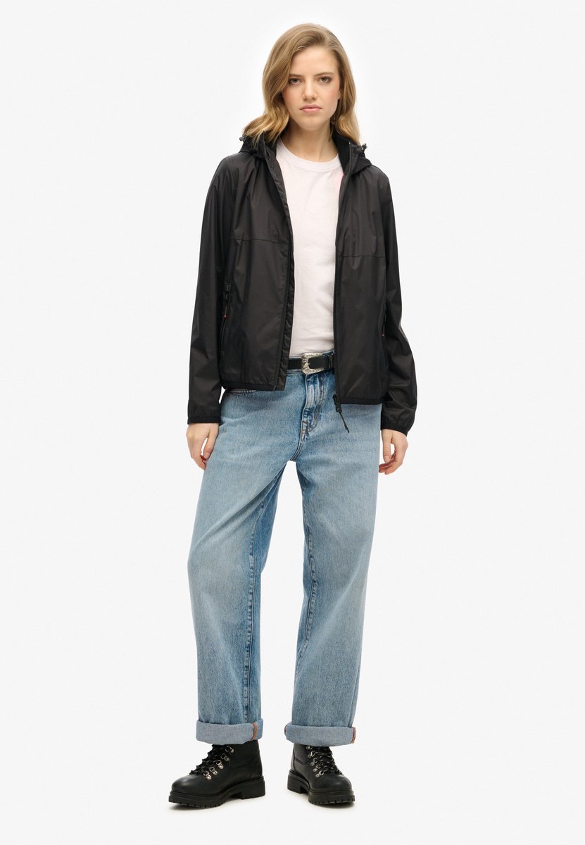 Superdry Hooded Logo Windbreaker Jas Dames Zwart