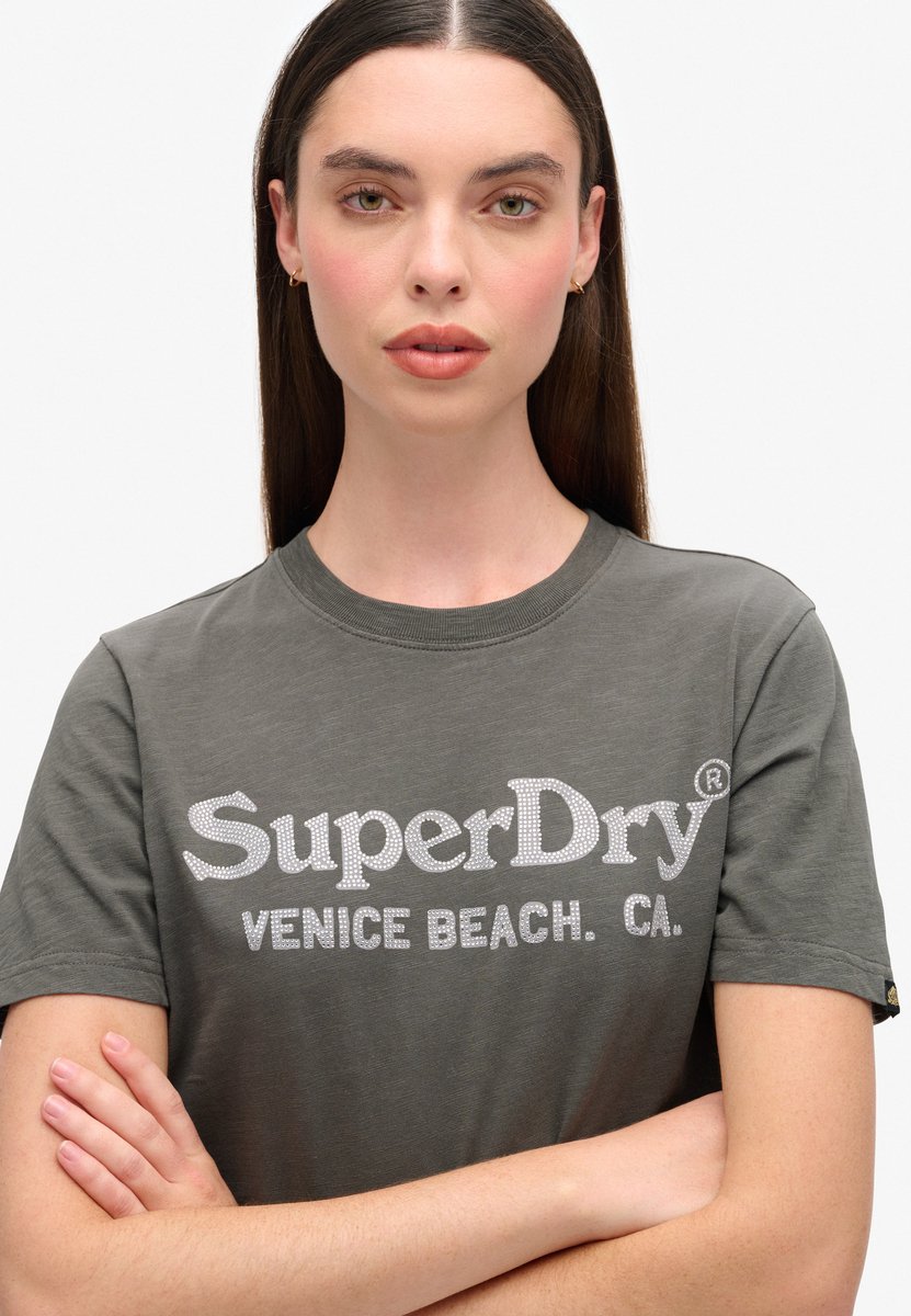 Superdry METALLIC VENUE RELAXED TEE Dames Grijs