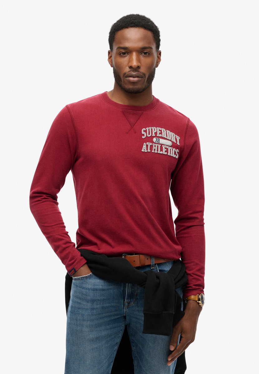 Superdry Vintage Athletic top met lange mouwen Heren Tops Rich Burgundy