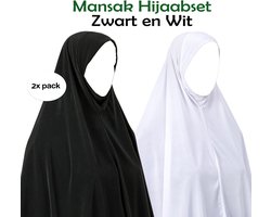 Ihraam - Hijaabset Zwart en Wit Middelgroot - Hijaab voor Umrah en Hadj - Gebed - One size Hijaab - Ihram kleding