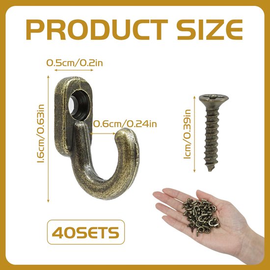 BOUMVID 10 stuks schroefhaken roestvrij staal, plafondhaken, haakschroeven, 304 haken om te schroeven, inschroefhaken, robuuste bekerhaken (M3 x 40 mm