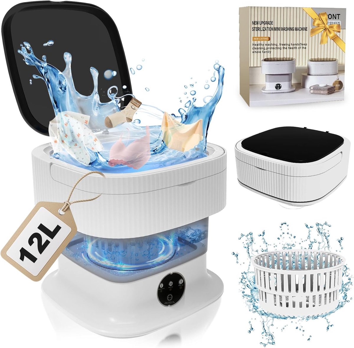 Opvouwbare Mini Wasmachine 12L - Ideaal voor Reizen, Camping en Babykleding