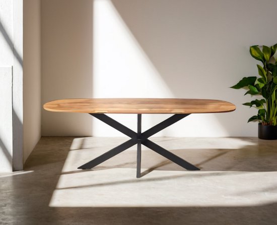 Table à manger ovale danoise en bois de manguier Colorado 260x110 cm