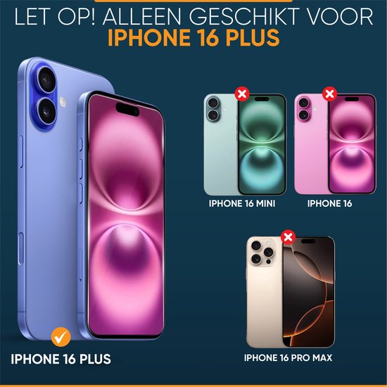 Protection d'écran pour iPhone 16 Plus - Avec outil d'alignement - Verre trempé - Protection d'écran en Tempered Glass - 3 pièces