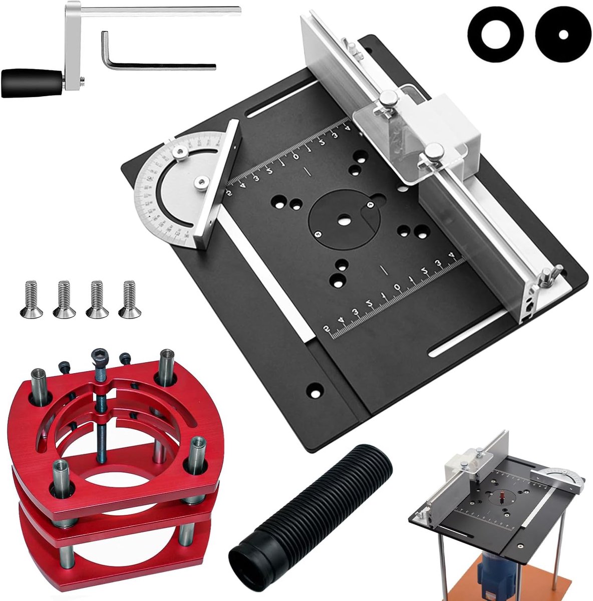 Professionele Freestafel voor Bovenfrees - Inlegplaatset en Liftmechanisme tot 51 mm, Ideaal voor Snijden, Trimmen en Afschuinen