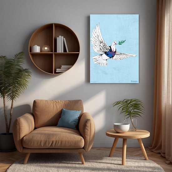 Banksy Graffiti - Canvas Schilderij 64x90 cm - Schilderijen Woonkamer
