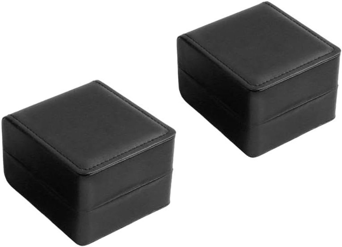 Herenhorlogehouder PU-lederen horlogekast geschenkdoos met kussen voor de meeste horloges (2 zwart-2) voor mannen en vrouwen