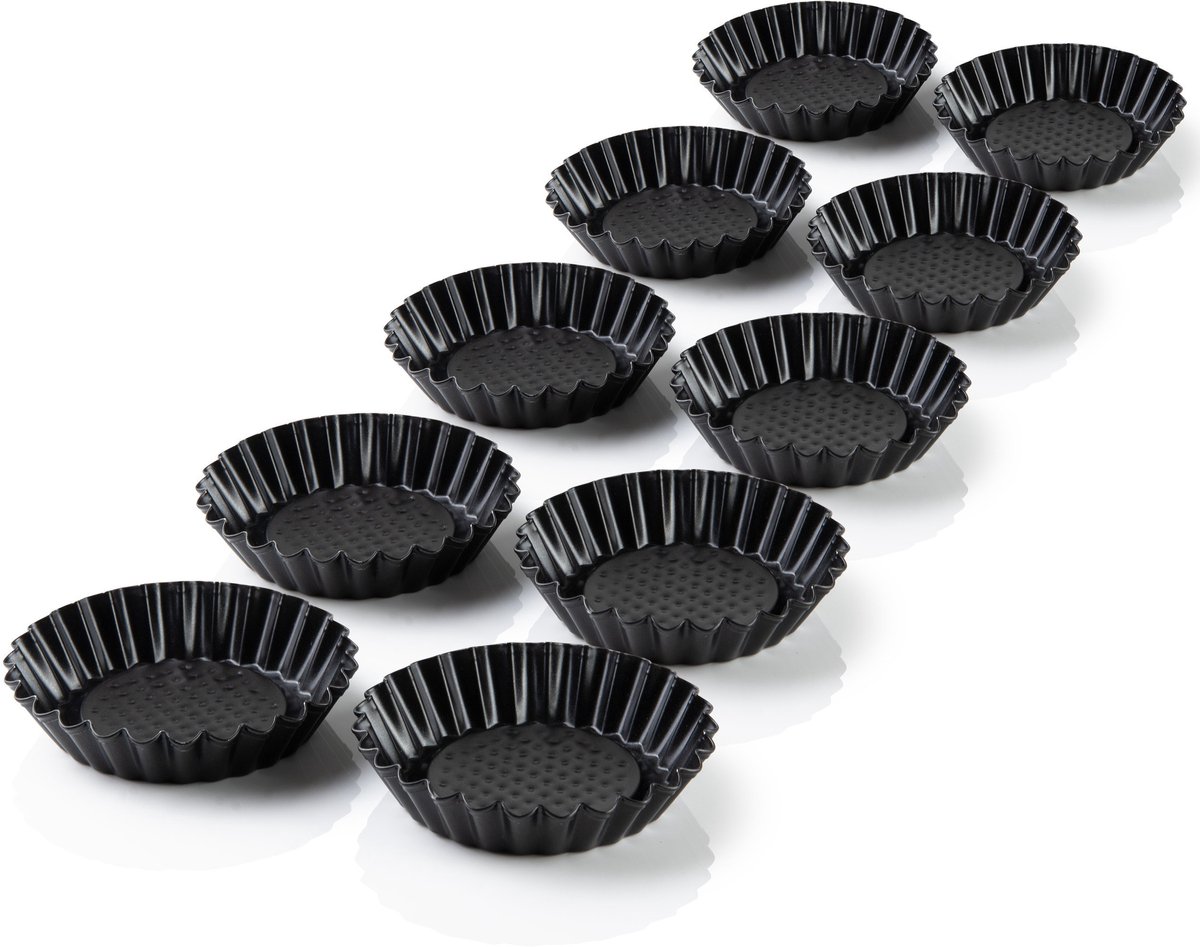 Ibenzoa® Set van 10 Mini Tarteletvormpjes met Antiaanbaklaag voor Creatieve Bakavonturen