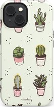 Casetastic hoesje geschikt voor Apple iPhone 15 - MagSafe - Dubbellaagse bescherming - Familie Cactus - Fashion Case - Wit Zilver Taupe