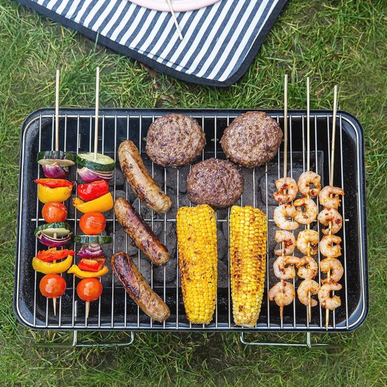 Wetterstein® Solide XXL-BBQ Barbecuewagen, houtskoolgrill met grote dubbele plank, roestvrijstalen handgreep, thermometer, gepoedercoat oppervlak en veelzijdige details