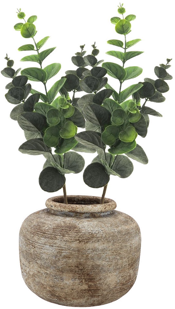 Bellatio Design Kunstplant takken Eucalyptus Bella - 2x - 38 cm - groen - decoratie bladgroen