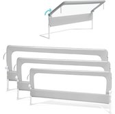 Bedhekje - 150 CM - Universeel - 180° Bedhek - Bedrail - Verstelbaar - Inklapbaar bedrekje - Grijs met opvangnet - Bedrand - Bedrail - Bedrek - voor peuters Uitvalbeschermer Uitvalbeveiliging