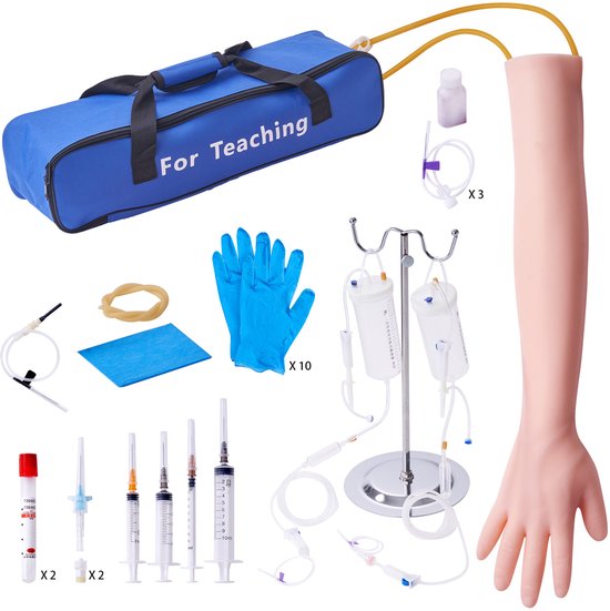 Phlebotomy Practice Kit, Iv Venapunctie Training Set, Zeer Gesimuleerde Iv Training Arm met Draagtas, Ideaal voor Studenten, Verpleegkundigen en Professionals