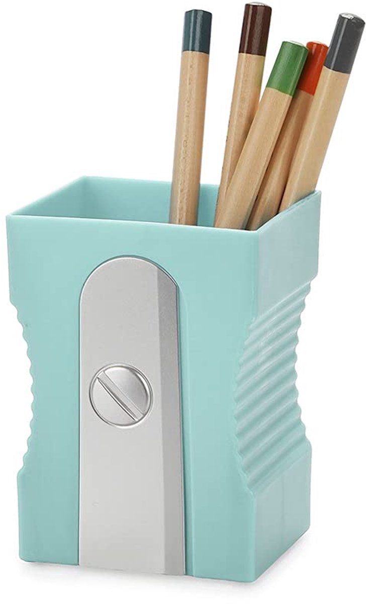 Ibenzoa® Originele Turquoise Schrijfwarenhouder in Vorm van Puntenslijper voor Bureau Organisatie