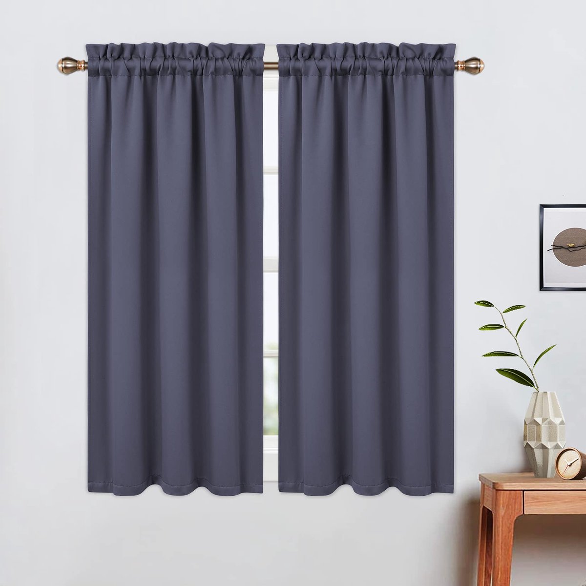 Ibenzoa Moderne Verduisteringsgordijnen met Geluidsreductie voor Kleine Ramen, Set van 2, Donkergrijs, 66x114 cm